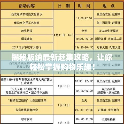 揭秘版纳最新赶集攻略，让你轻松掌握购物乐趣！