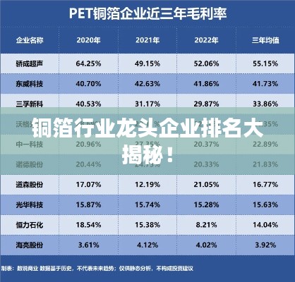 铜箔行业龙头企业排名大揭秘！