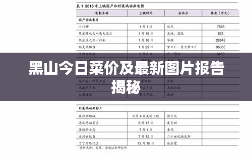 黑山今日菜价及最新图片报告揭秘